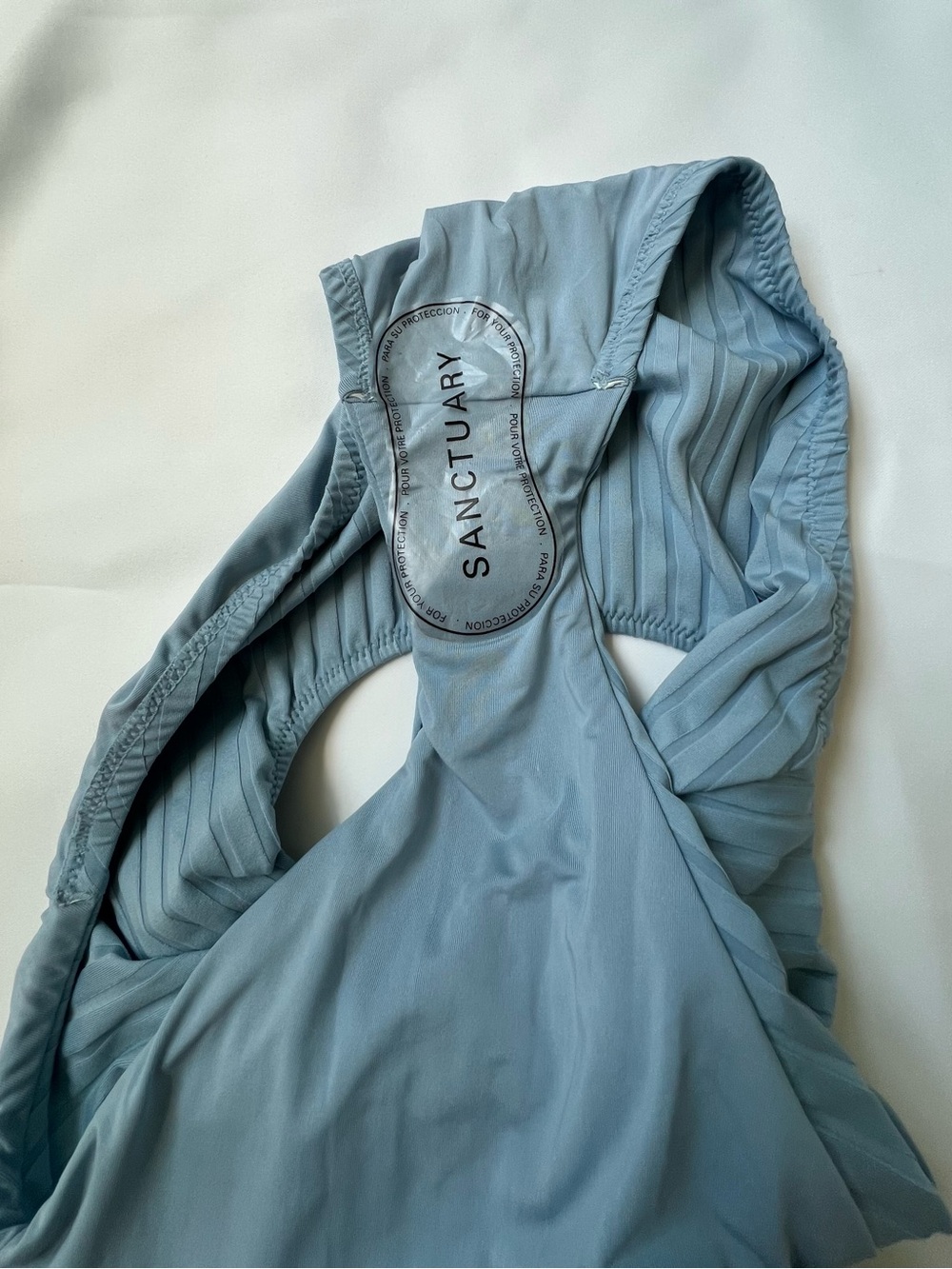 Sanctuary Light Blue Ribbed One-Piece Swimsuit with Front Cutouts - Picture 5 of 6